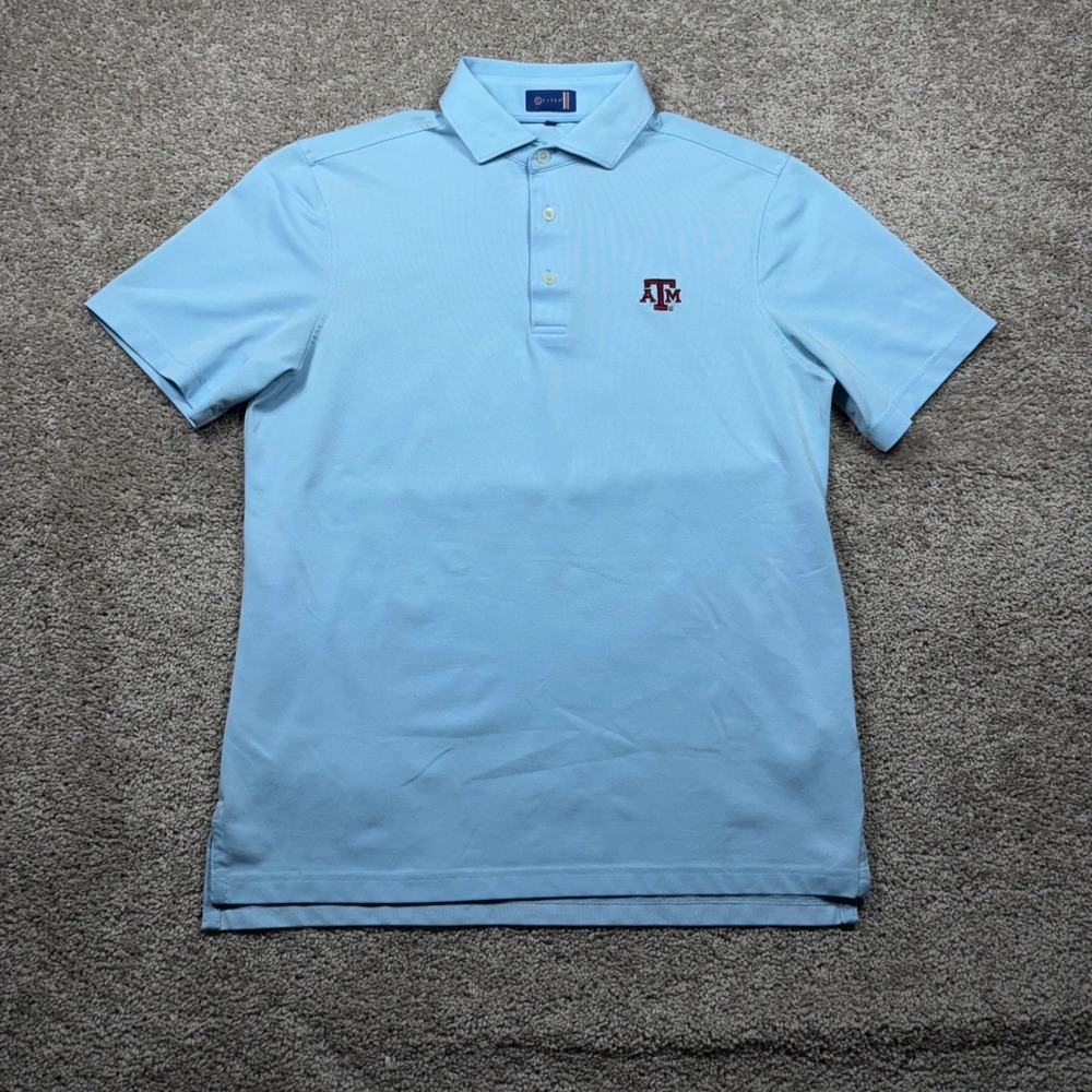 Stitch Golf Mens Texas A&M Aggies Polo Shirt Small Light Blue Performance TAMU